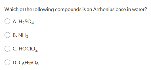 Solved Which Of The Following Compounds Is An Arrhenius Base | Chegg.com Solved Which Of The Following Compounds Is An Arrhenius Base | Chegg.com