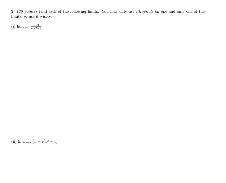 Solved Points Find Each Of The Following Limits Chegg Com