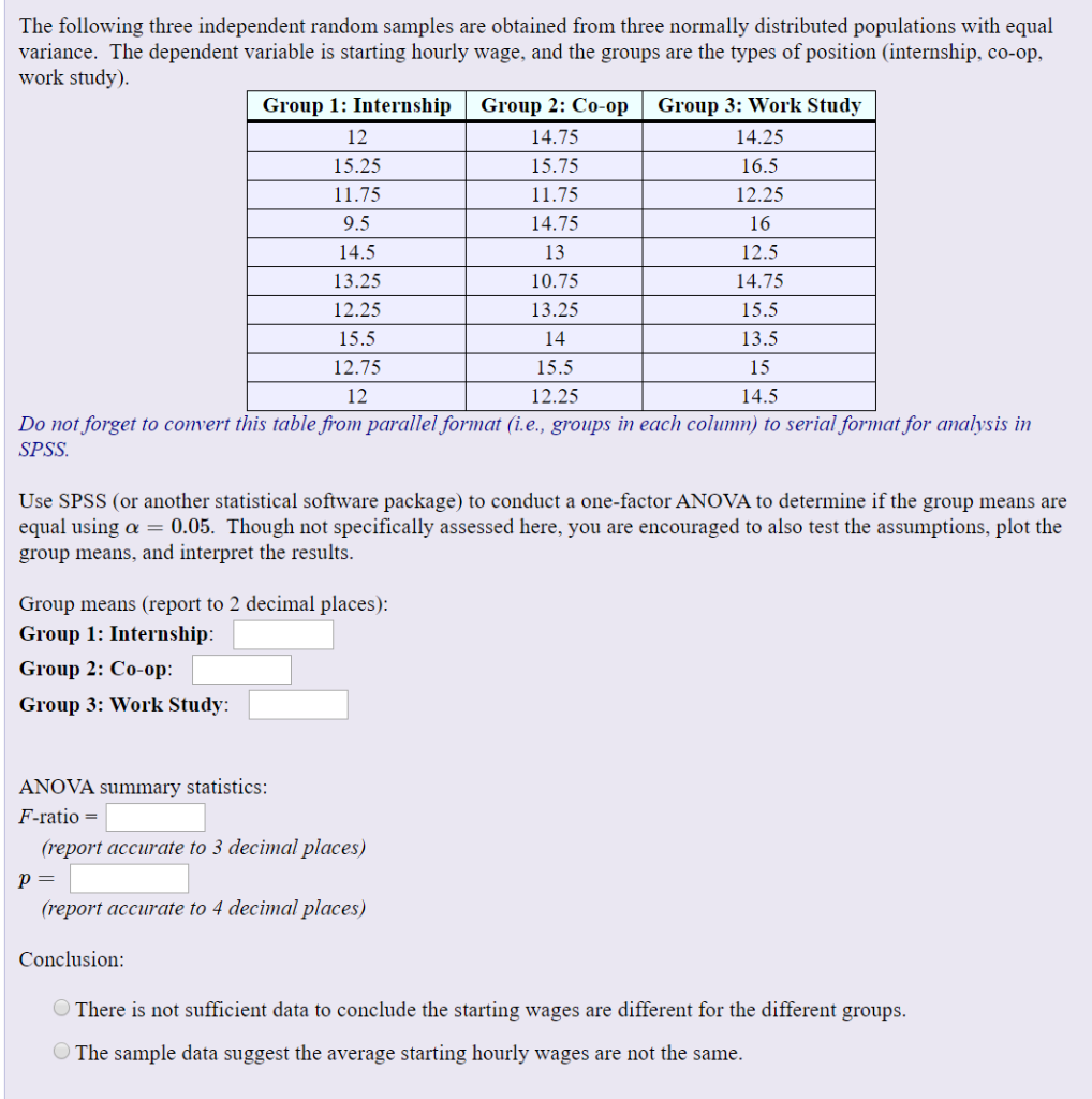 Random Variation Three Samples Solved 9.5 The following three independent random samples | Chegg.com