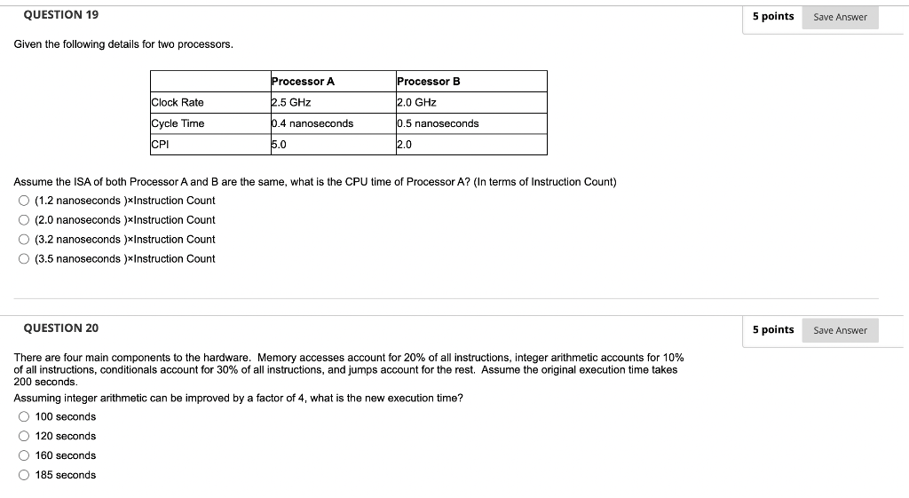 Solved QUESTION 19 5 points Save Answer Given the following | Chegg.com