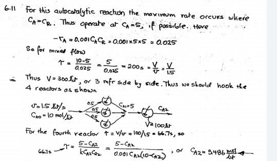 Solved 6.11. Consider The Autocatalytic Reaction A R, With | Chegg.com