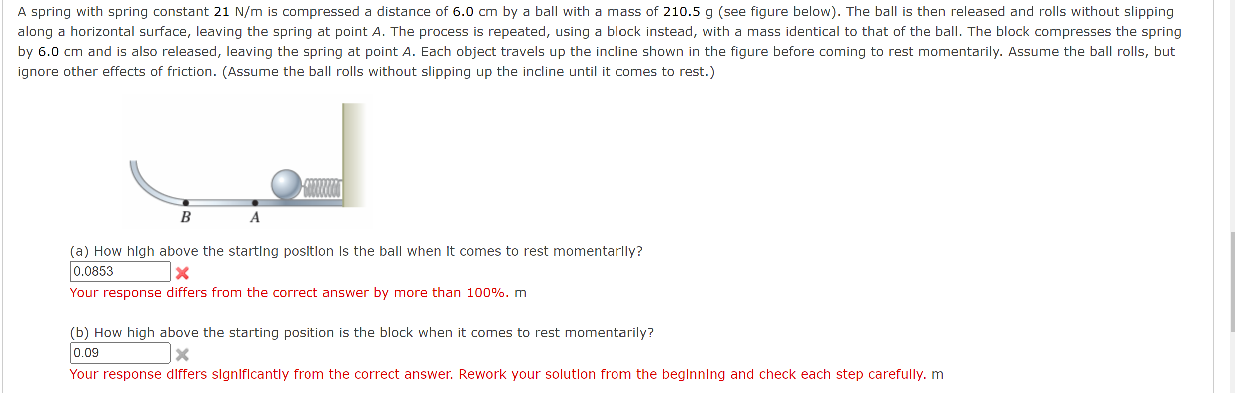 Solved ignore other effects of friction. (Assume the ball | Chegg.com