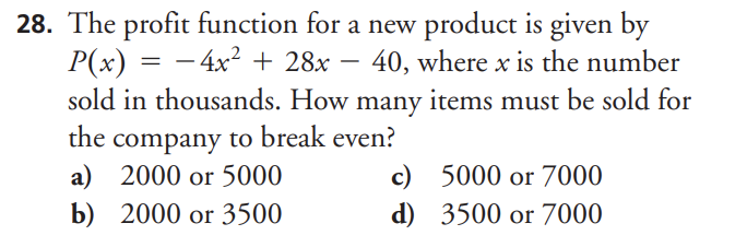 Solved 28. The profit function for a new product is given by | Chegg.com