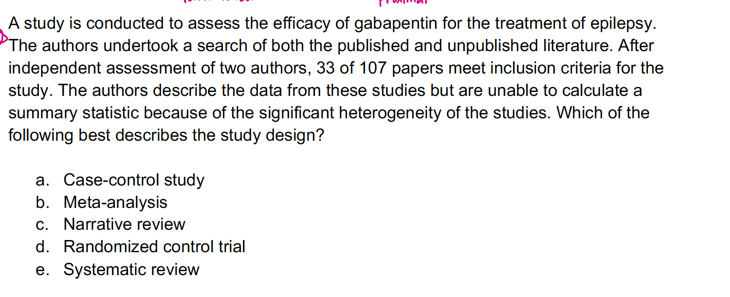 Solved A study is conducted to assess the efficacy of | Chegg.com