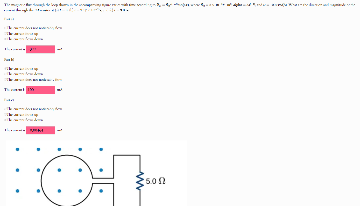 Solved The magnetic flux through the loop shown in the | Chegg.com