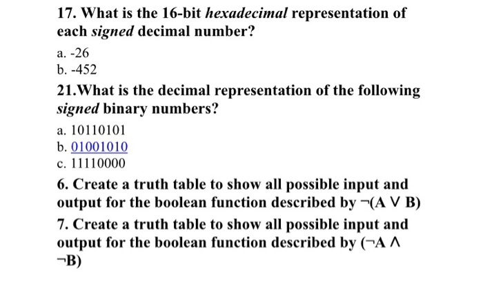 Solved 17. What is the 16-bit hexadecimal representation of | Chegg.com