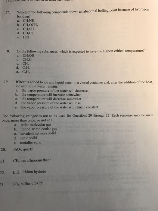 Solved Which of the following compounds shows an abnormal | Chegg.com