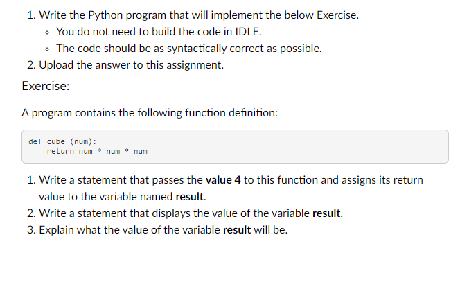 Solved Write the Python program that will implement the | Chegg.com