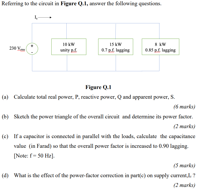 Solved Referring to the circuit in Figure Q.1, ﻿answer the | Chegg.com