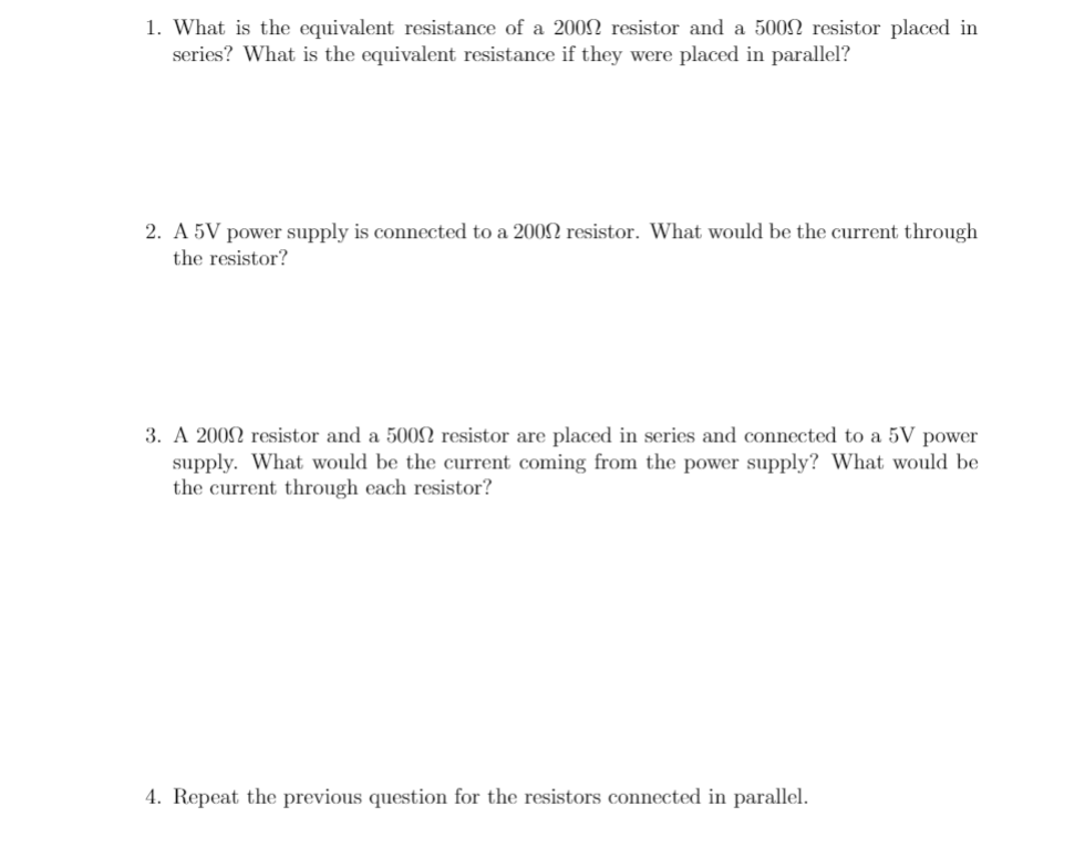 Solved 1. What is the equivalent resistance of a 2001 | Chegg.com