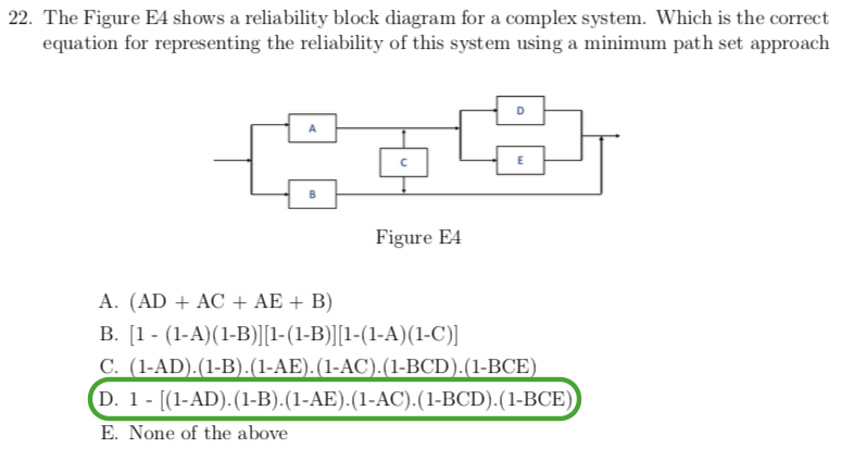 2. The Figure E4 Shows A Reliability Block Diagram | Chegg.com