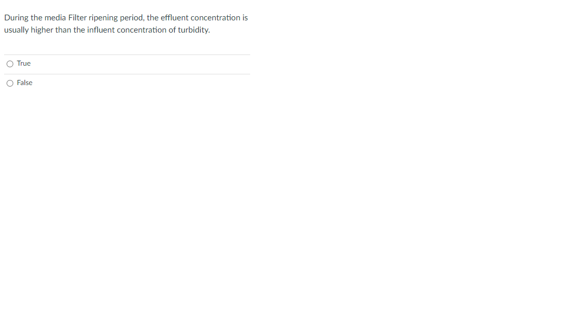 Solved During the media Filter ripening period, the effluent