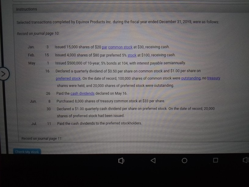 Solved instructions Selected transactions completed by | Chegg.com