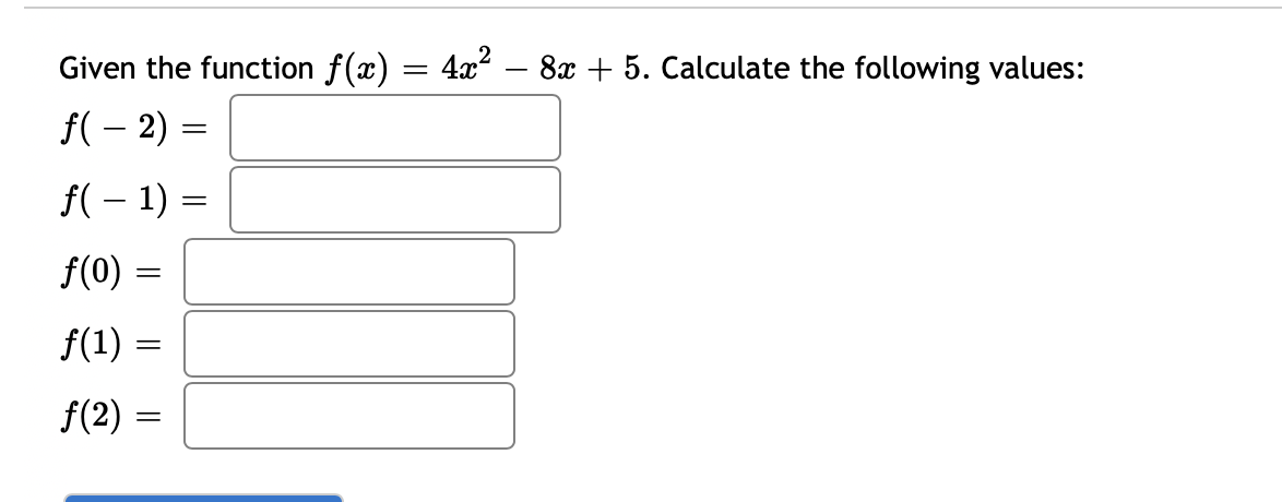 Solved Given the function f(x)=4x2−8x+5. Calculate the | Chegg.com