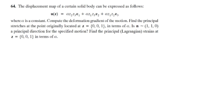Solved 64. The displacement map of a certain solid body can | Chegg.com