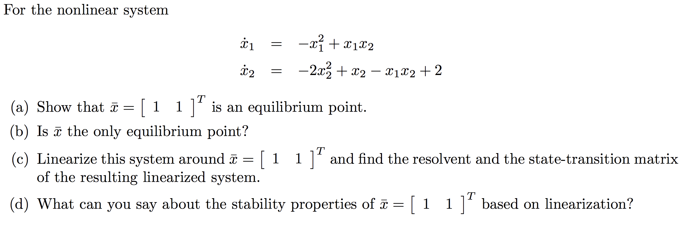 Solved For The Nonlinear System 1 X 2122 32 2xz Chegg Com