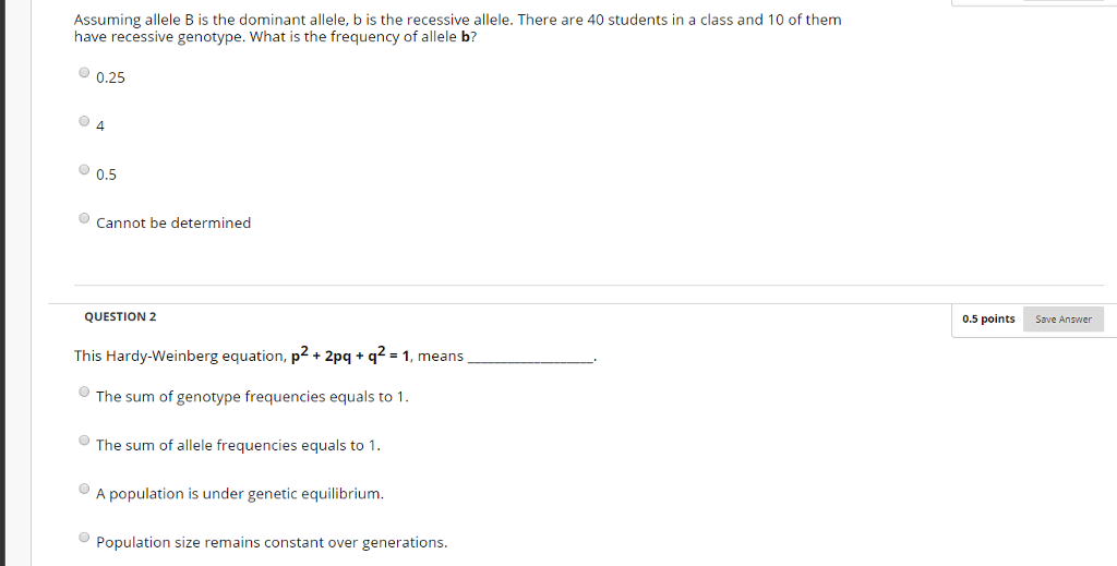 Solved Assuming Allele B Is The Dominant Allele, B Is The | Chegg.com