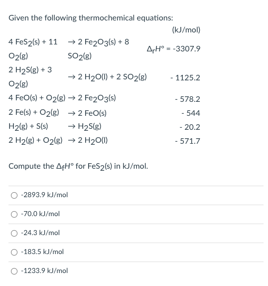 Solved Given The Following Thermochemical Equations: | Chegg.com