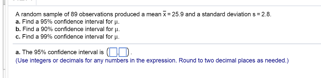 Solved A random sample of n measurements was selected from a | Chegg.com