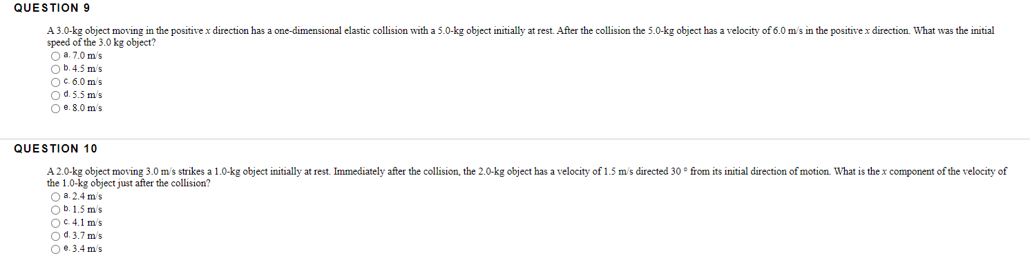 Solved speed of the 3.0 kg object? a. 7.0 m/s b. 4.5 m/s c. | Chegg.com