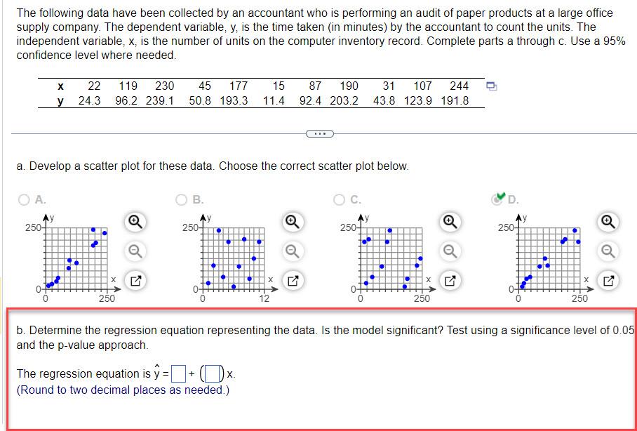 Solved The following data have been collected by an | Chegg.com