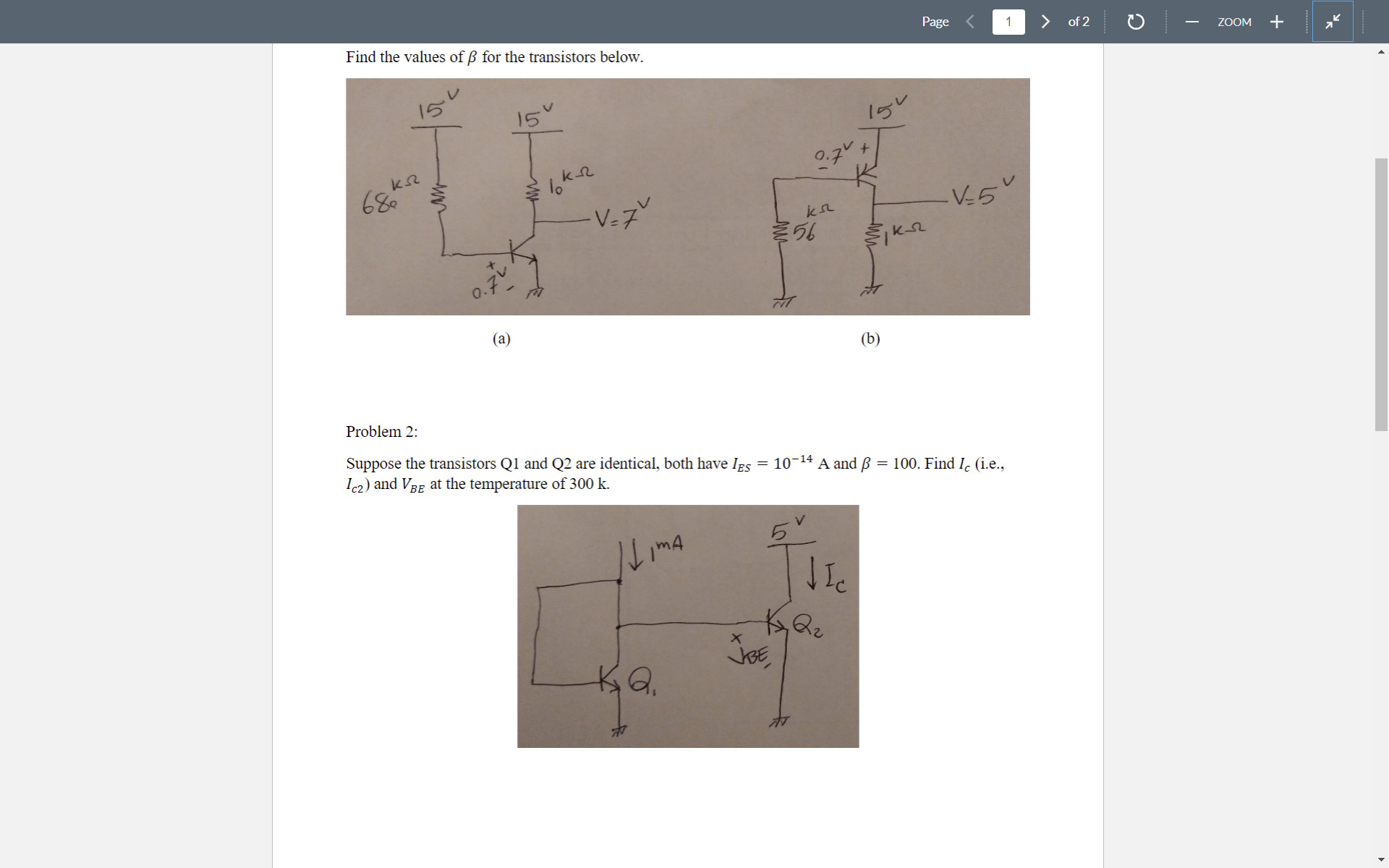 Solved Find the values of \\( \\beta \\) for the transistors