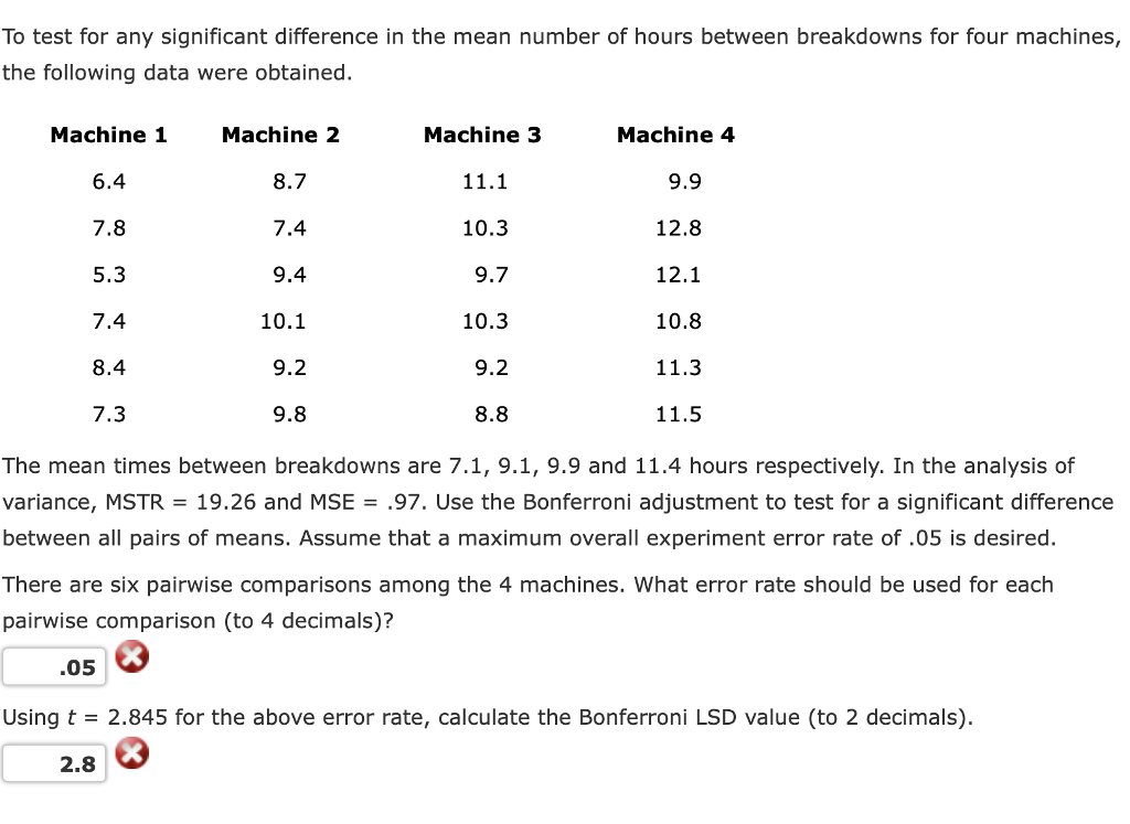 Solved To Test For Any Significant Difference In The Mean Chegg