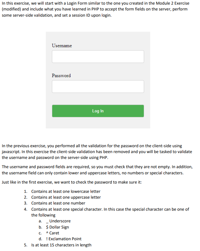 Solved In This Exercise, We Will Start With A Login Form | Chegg.Com