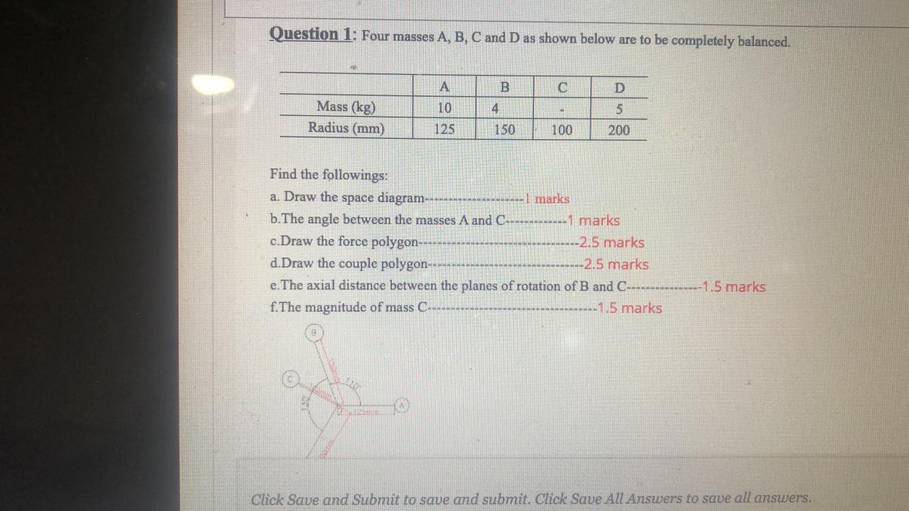 Solved Question 1: Four Masses A, B, C And D As Shown Below | Chegg.com