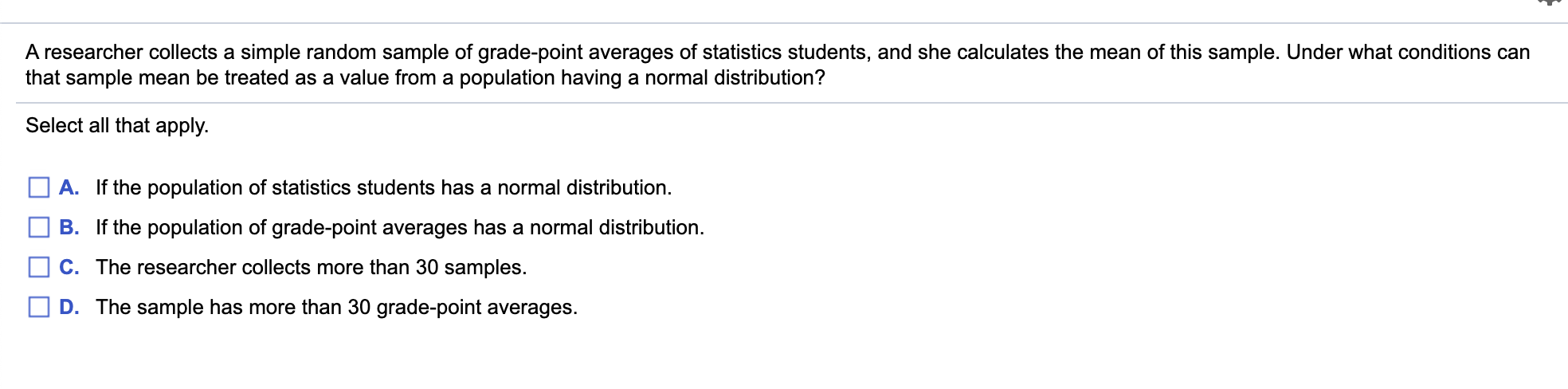 Solved A researcher collects a simple random sample of | Chegg.com