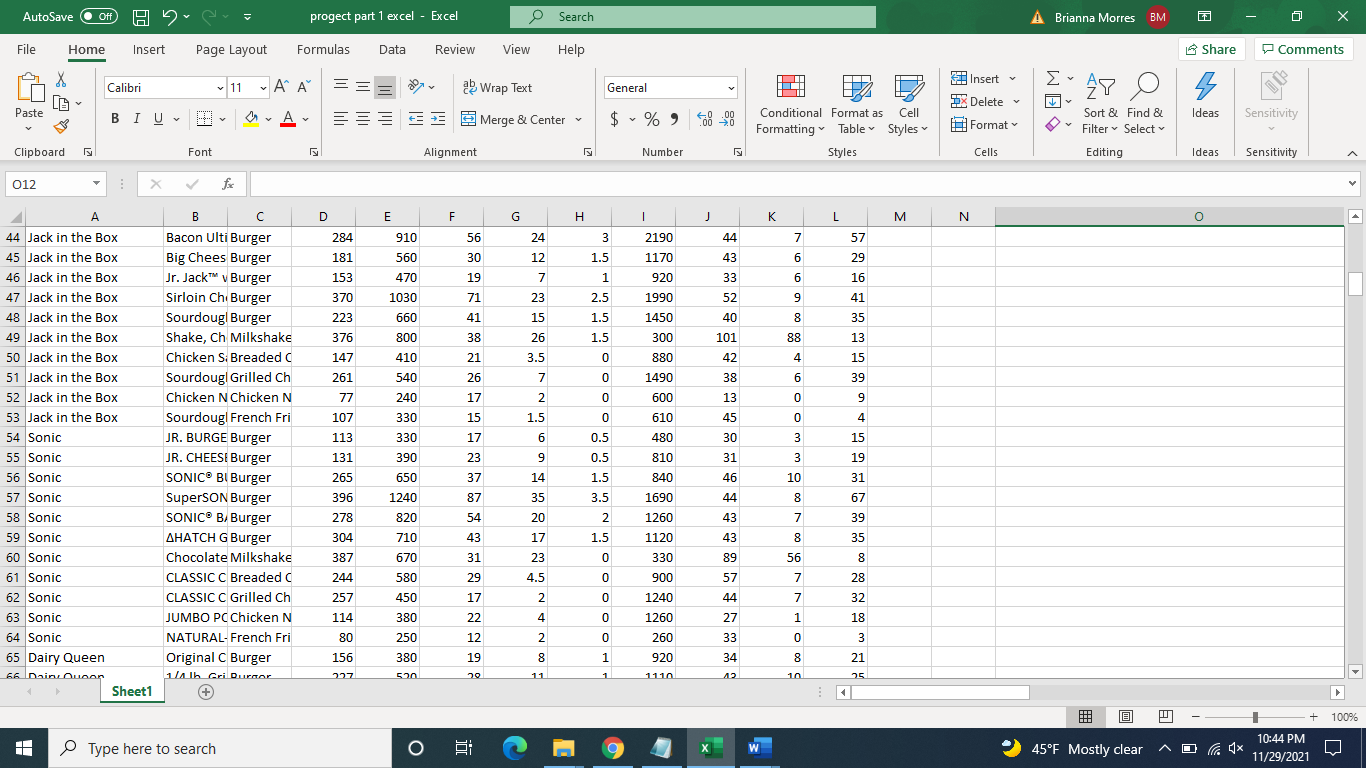 Solved AutoSave Off be progect part 1 excel - Excel Search A | Chegg.com