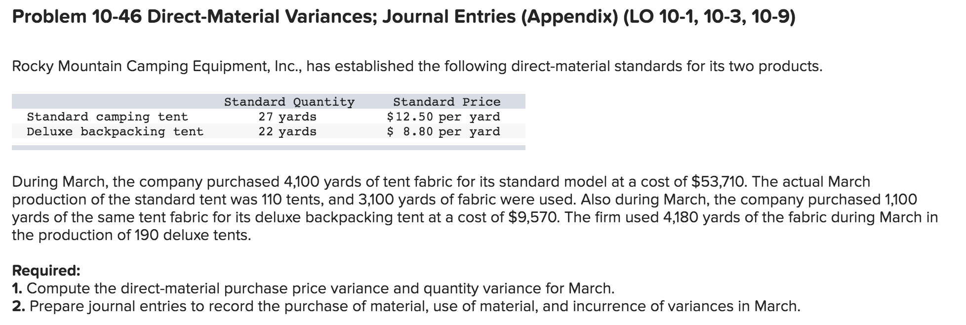 Solved Problem 1046 DirectMaterial Variances; Journal