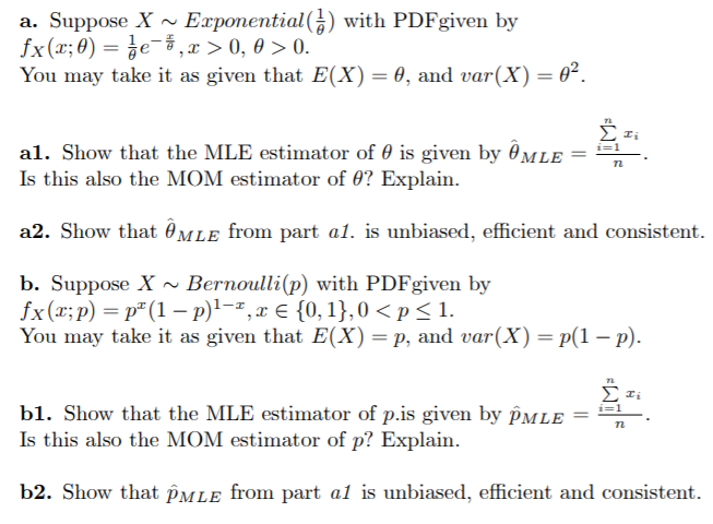 Problem 3 Maximum Likelihood Estimator Mle And Chegg Com