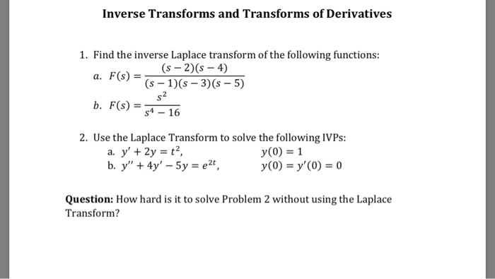 inverse laplace transform of derivatives formula