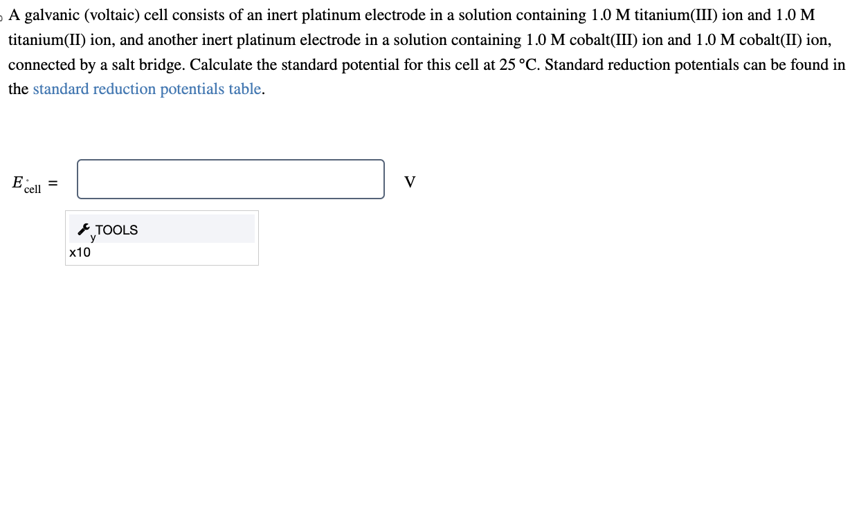 Solved A galvanic (voltaic) cell consists of an inert | Chegg.com