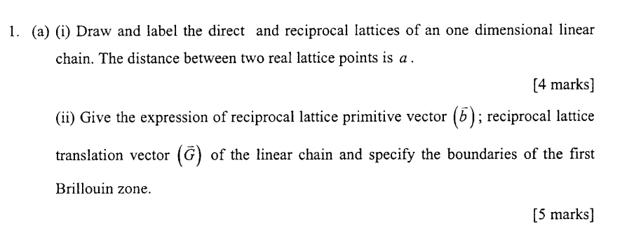 Solved (a) (i) Draw and label the direct and reciprocal | Chegg.com