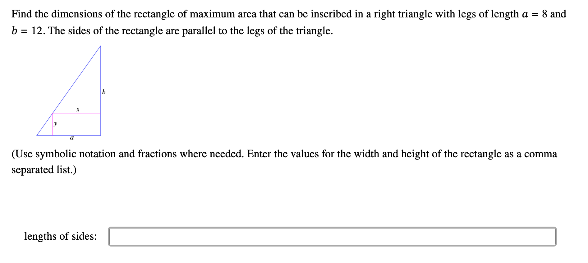 Solved Find the dimensions of the rectangle of maximum area | Chegg.com