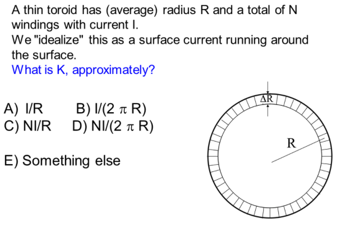 Solved A thin toroid has (average) radius R and a total of N | Chegg.com
