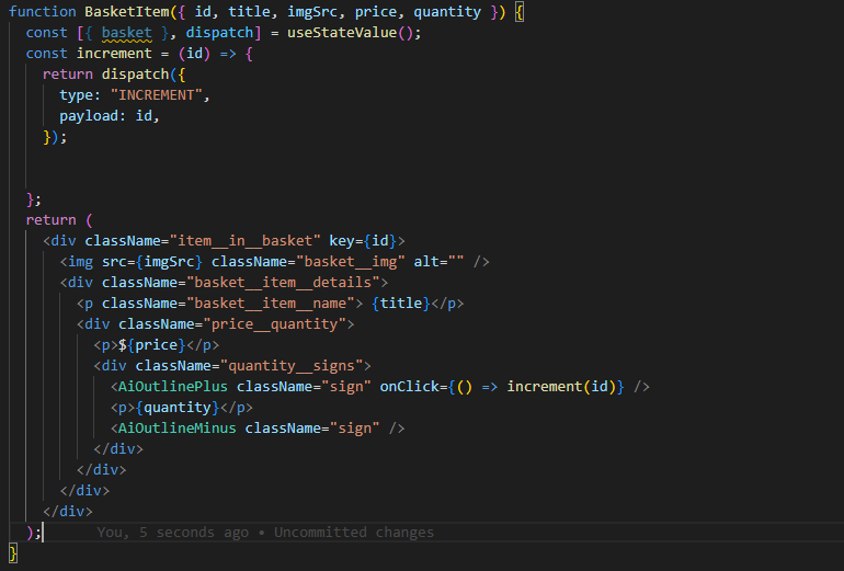 Solved hi this is my code of incrementing the quantity in a | Chegg.com