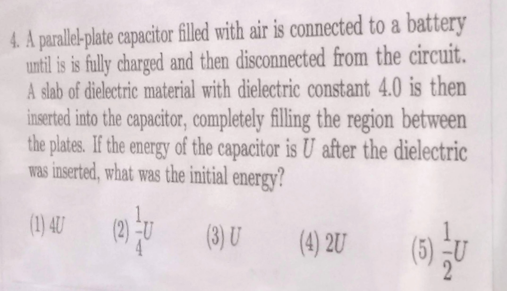 Solved 4. A parallel-plate capacitor filled with air is | Chegg.com