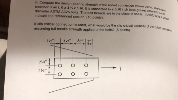 Solved 6. Compute the design bearing strength of the bolted | Chegg.com