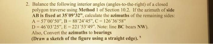 Solved 2. Balance the following interior angles | Chegg.com