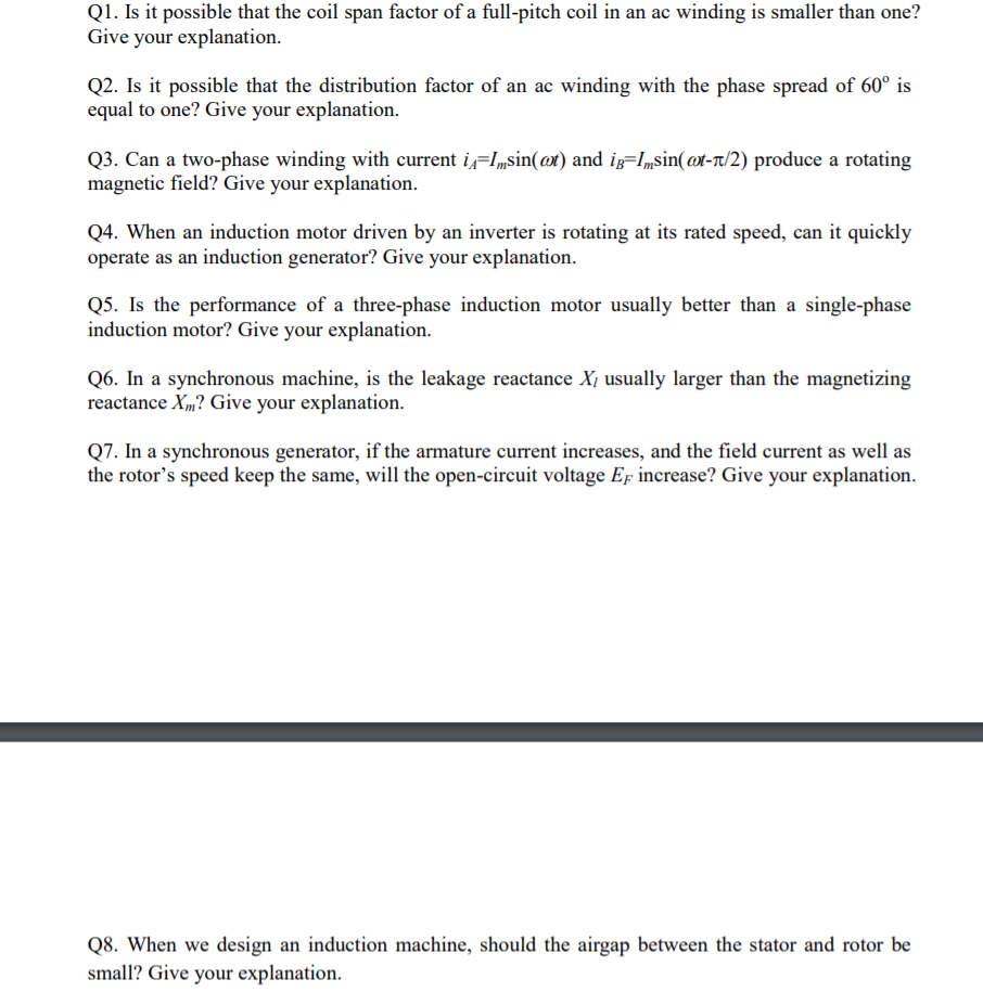 Solved Q1. Is it possible that the coil span factor of a