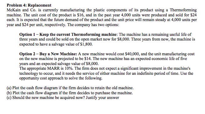 Problem 4: Replacement McKain and Co. is currently | Chegg.com