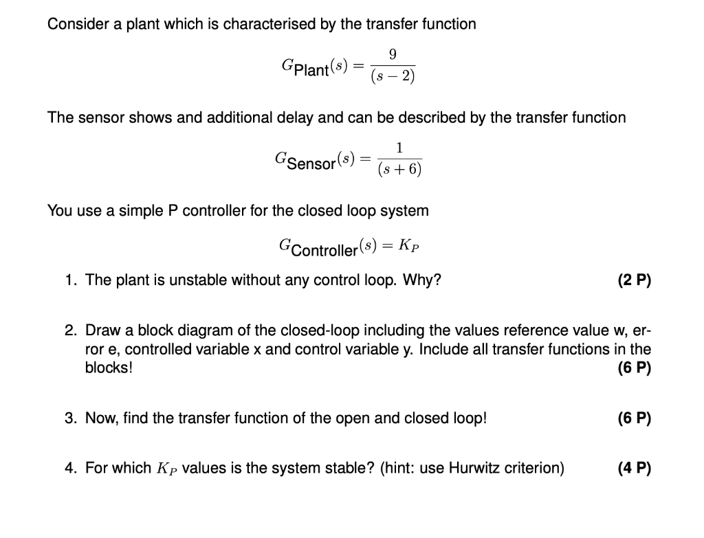 Solved Consider a plant which is characterised by the | Chegg.com