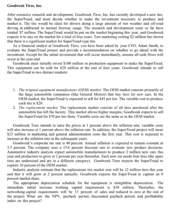 Goodweek Tires, Inc. After extensive research and