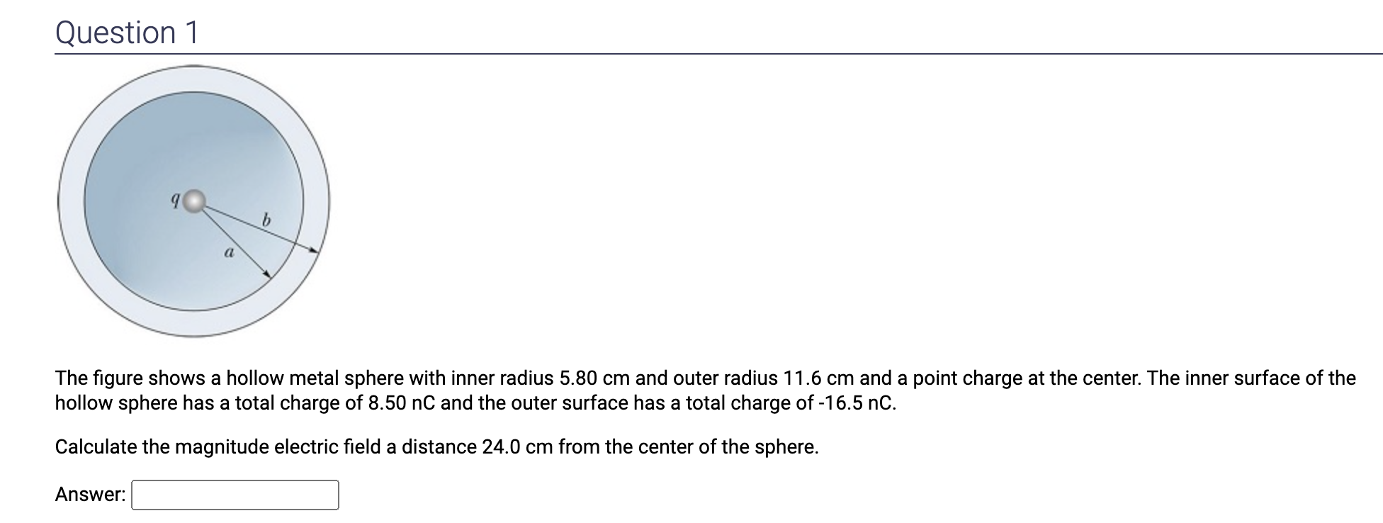 Solved Question 1 The figure shows a hollow metal sphere