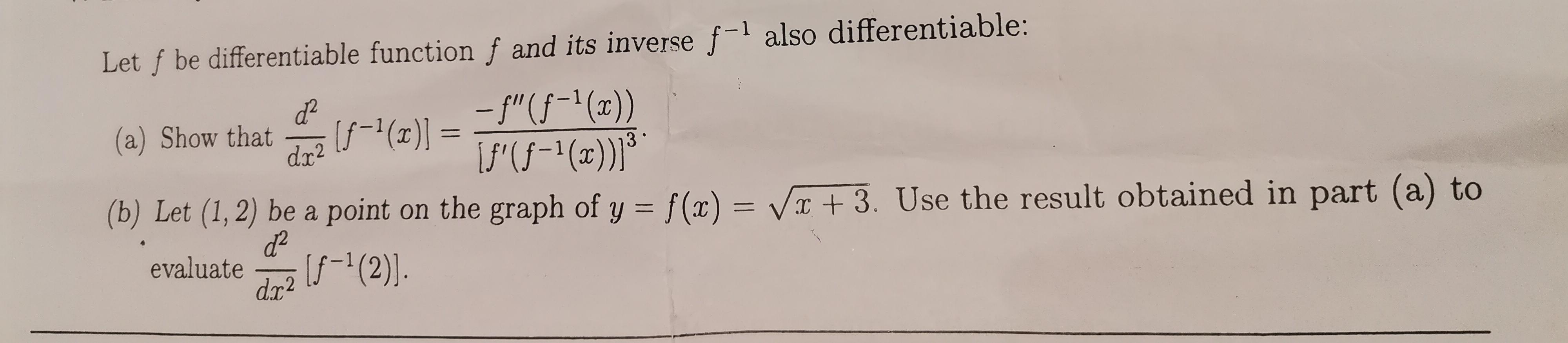 Solved Let F Be Differentiable Function F And Its Inverse