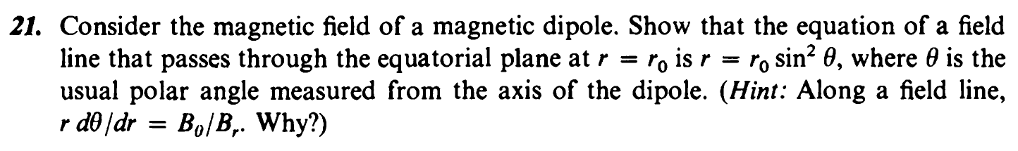 Solved 21. Consider the magnetic field of a magnetic dipole. | Chegg.com