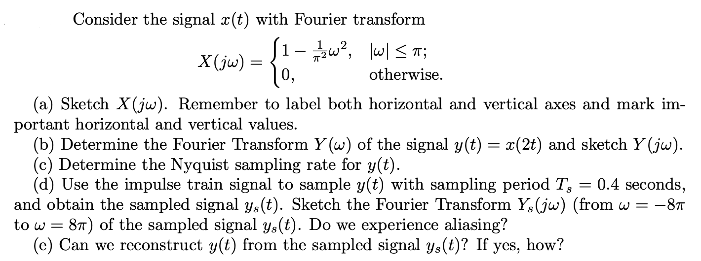 Solved Consider the signal x(t) with Fourier transform | Chegg.com